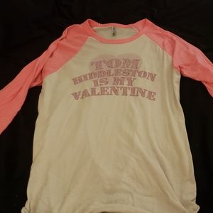 Pink & white baseball tee